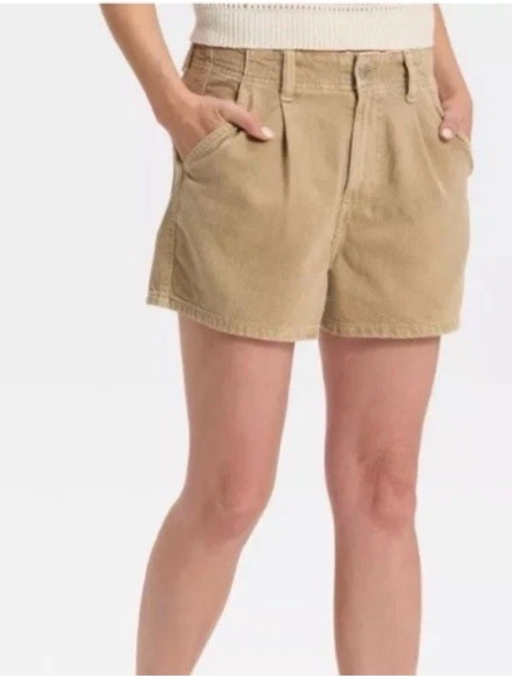 Universal Thread Tan High-Rise Pleated Shorts